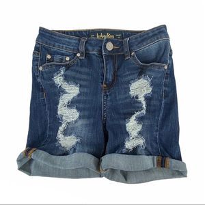 distressed Indigo Rein cuffed denim jean shorts